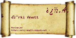 Árki Anett névjegykártya