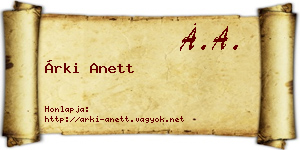 Árki Anett névjegykártya